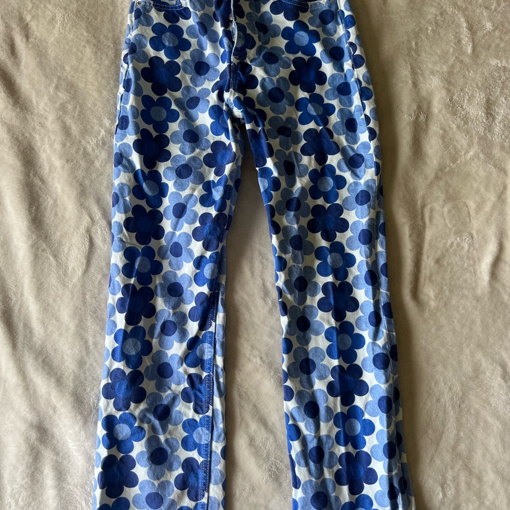 Zara Straight Leg Floral Jeans